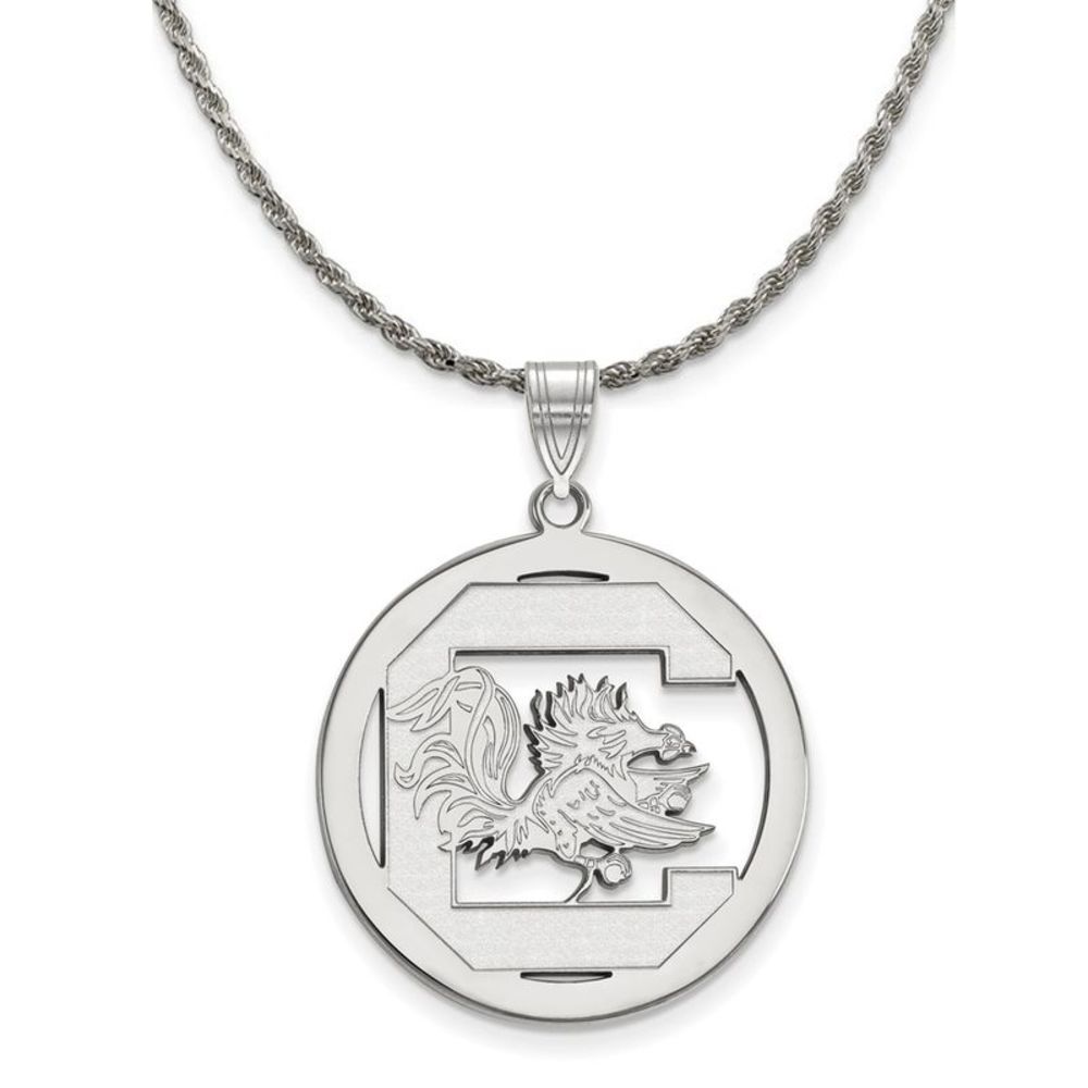 Sterling Silver South Carolina Large Circle Pendant Necklace - 22 In